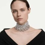 Vienna choker, Mixed cuts, Feather, White, Rhodium plated - Image 2