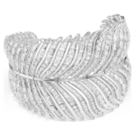 Vienna choker, Mixed cuts, Feather, White, Rhodium plated
