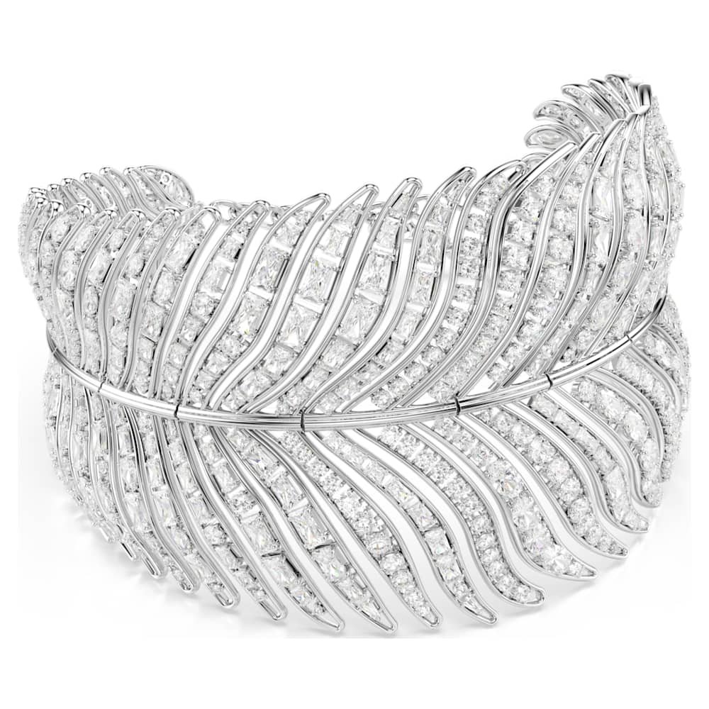 vienna-choker-mixed-cuts-feather-white-rhodium-plated-swarovski-5749377 Vienna choker, Mixed cuts, Feather, White, Rhodium plated - Image 1