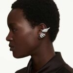 Vienna ear cuffs, Mixed cuts, Swan, White, Rhodium plated - Image 2