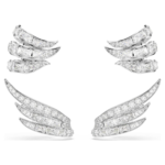 Vienna ear cuffs, Mixed cuts, Swan, White, Rhodium plated
