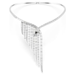 Vienna necklace Mixed cuts, Swan, White, Rhodium plated