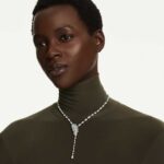 Vienna Y necklace, Mixed cuts, Feather, White, Rhodium plated - Image 2
