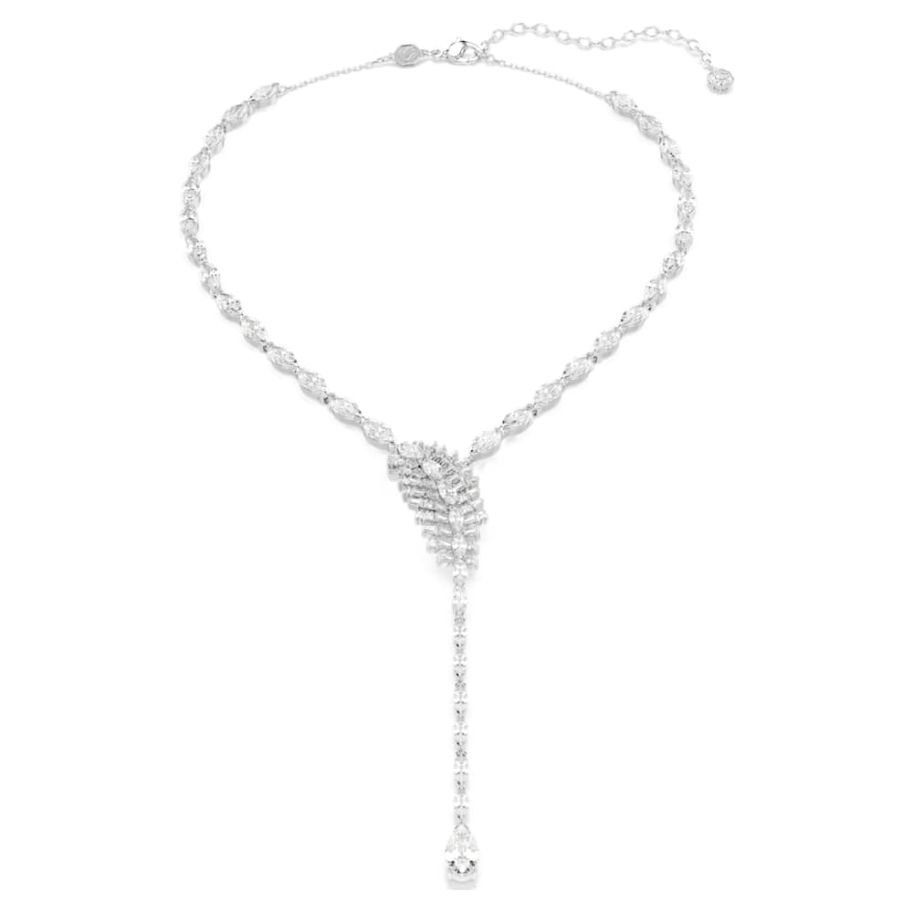 vienna-y-necklace-mixed-cuts-feather-white-rhodium-plated-swarovski-5749265 Vienna Y necklace, Mixed cuts, Feather, White, Rhodium plated - Image 1