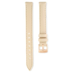 Watch strap 12 mm (0.47") width, Leather, Beige, Rose gold-tone finish