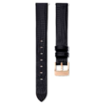 Watch strap 13 mm (0.51") width, Leather, Black, Rose gold-tone finish