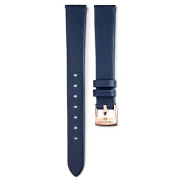 watch-strap-14-mm-0.55-width-leather-blue-rose-gold-tone-finish-swarovski-5674146 Watch strap 14 mm (0.55") width, Leather, Blue, Rose gold-tone finish - Image 1