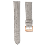 Watch strap 15 mm (0.59") width, Leather with stitching, Gray, Rose gold-tone finish