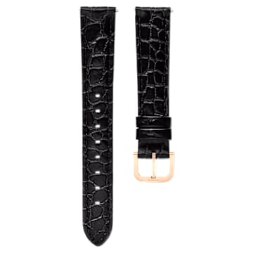watch-strap-16-mm-0.63-width-leather-with-stitching-black-rose-gold-tone-finish-swarovski-5680904 Watch strap 16 mm (0.63") width, Leather with stitching, Black, Rose gold-tone finish - Image 1