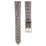 Watch strap 16 mm (0.63") width, Leather with stitching, Gray