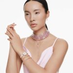 Bella V pendant Round cut, Pink, Rhodium plated - Image 7