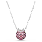 Bella V pendant Round cut, Pink, Rhodium plated