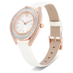 Crystalline aura watch Swiss Made, Leather strap, White, Rose gold-tone finish - Image 3