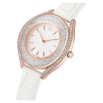 Crystalline aura watch Swiss Made, Leather strap, White, Rose gold-tone finish - Image 5
