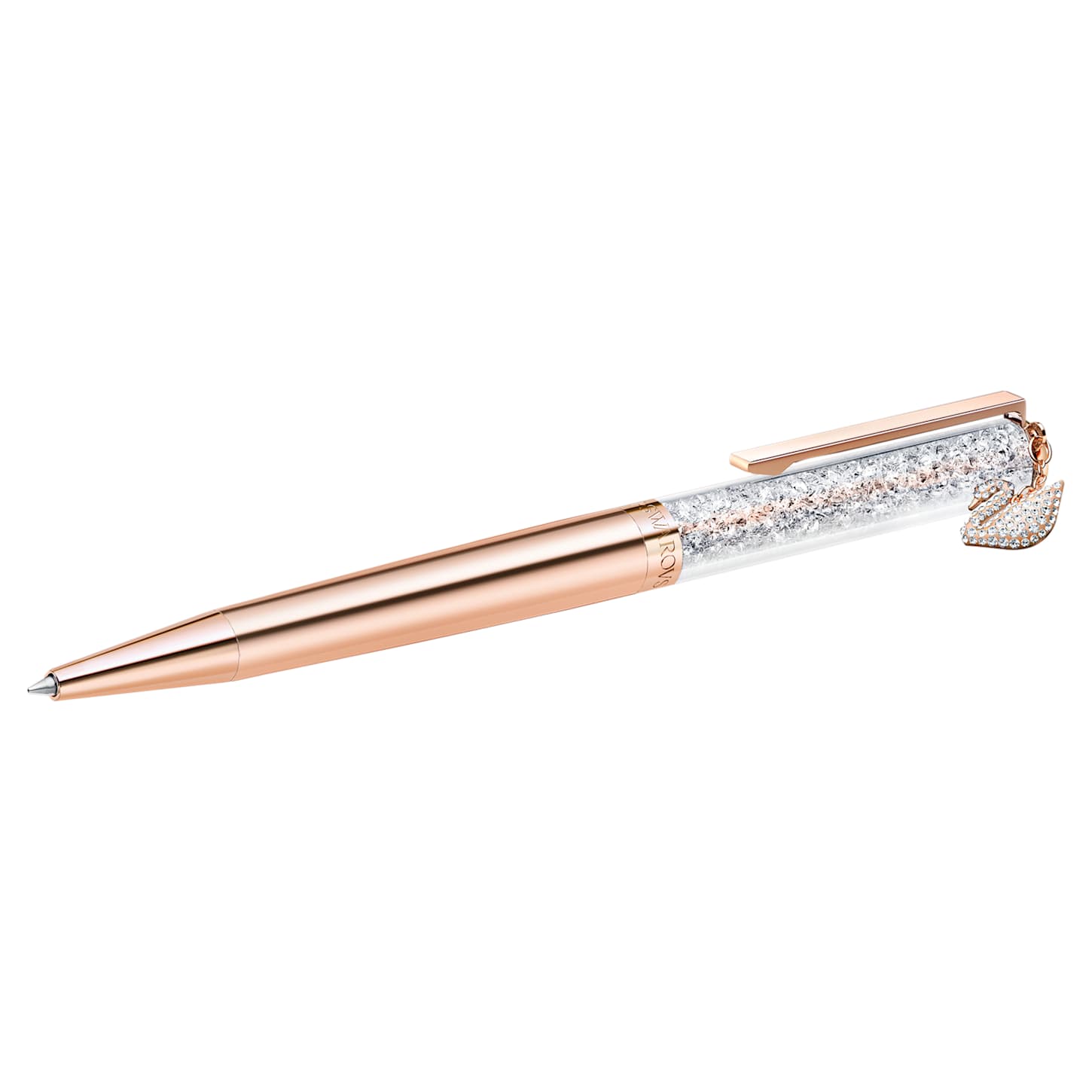 Crystalline ballpoint pen Swan, Rose gold tone, Rose gold-tone plated