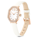 Dextera octagon watch Swiss Made, Leather strap, White, Rose gold-tone finish - Image 3