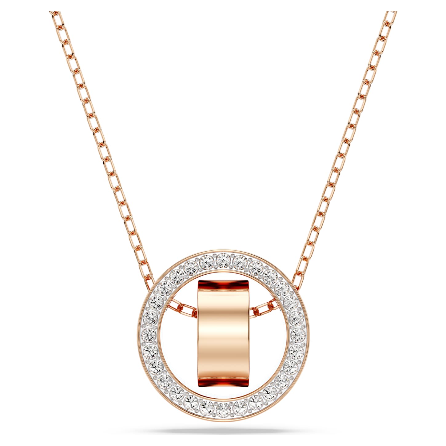 Dextera pendant Pavé, White, 18K rose gold finish