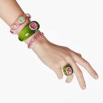 Dulcis cuff Octagon cut, Green, 18K gold finish - Image 6