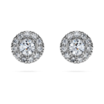 Eternity halo stud earrings Lab-grown diamonds 0.45 ct tw, Round shape, Sterling silver