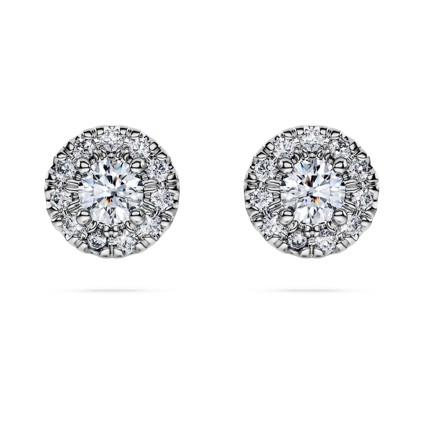 Eternity halo stud earrings Lab-grown diamonds 0.45 ct tw, Round shape, Sterling silver