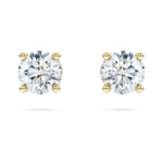 Eternity solitaire stud earrings Lab-grown diamonds 1 ct tw, Round shape, 18K yellow gold