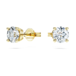 Eternity solitaire stud earrings Lab-grown diamonds 1 ct tw, Round shape, 18K yellow gold - Image 3