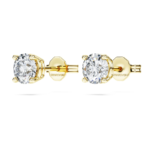 Eternity solitaire stud earrings Lab-grown diamonds 1 ct tw, Round shape, 18K yellow gold - Image 4