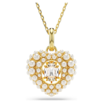 Hyperbola pendant Crystal pearl, Heart, White, Gold-tone plated - Image 7