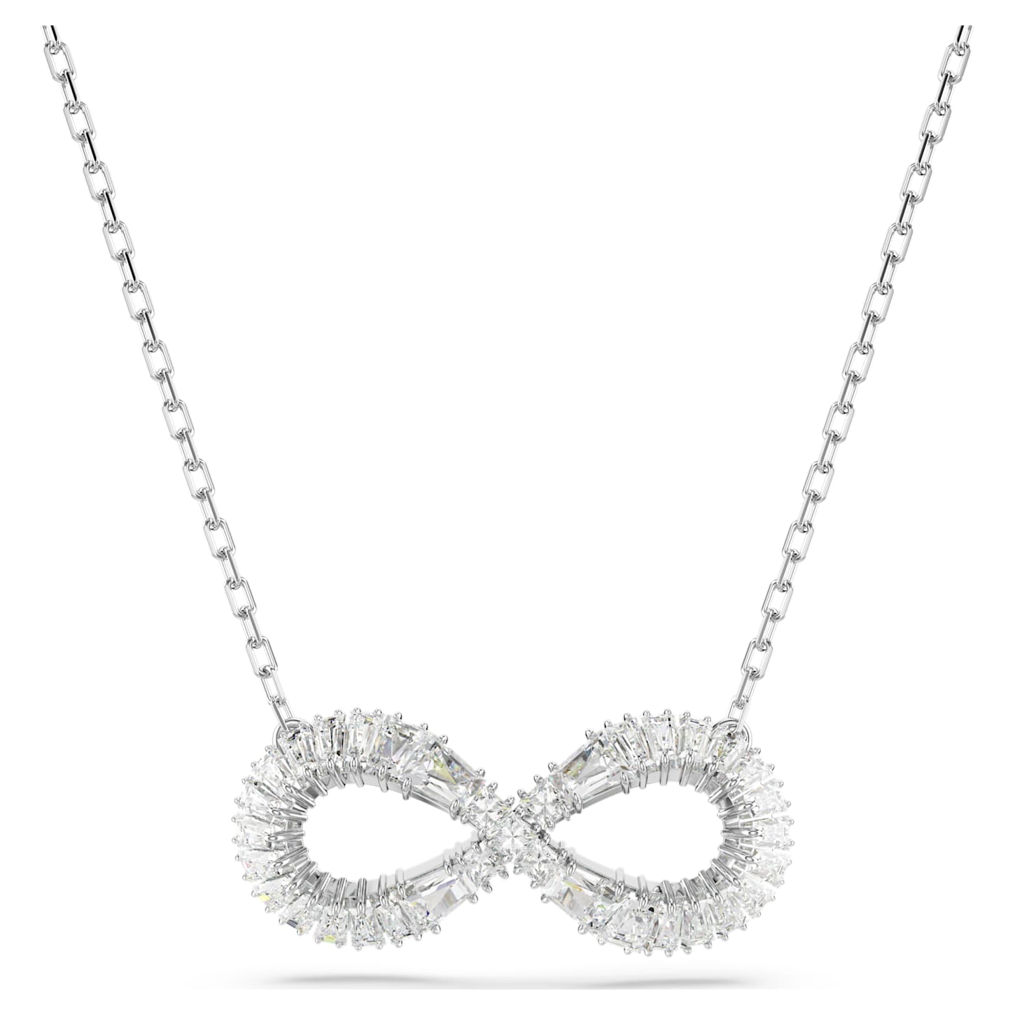 Hyperbola pendant Infinity, White, Rhodium plated