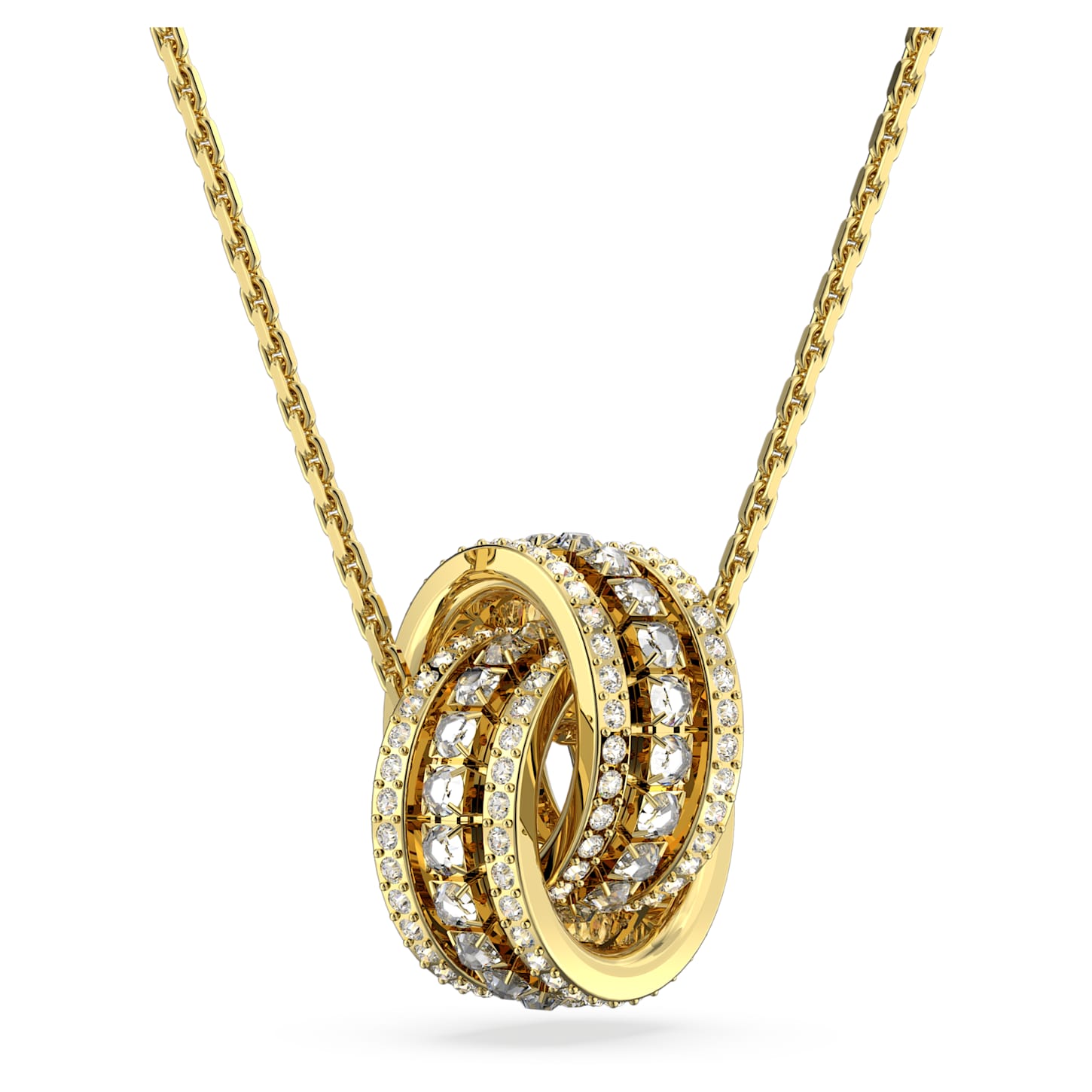 Hyperbola pendant Intertwined circles, White, 18K gold finish