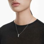 Hyperbola pendant Mixed cuts, Twist, White, Rhodium plated - Image 2