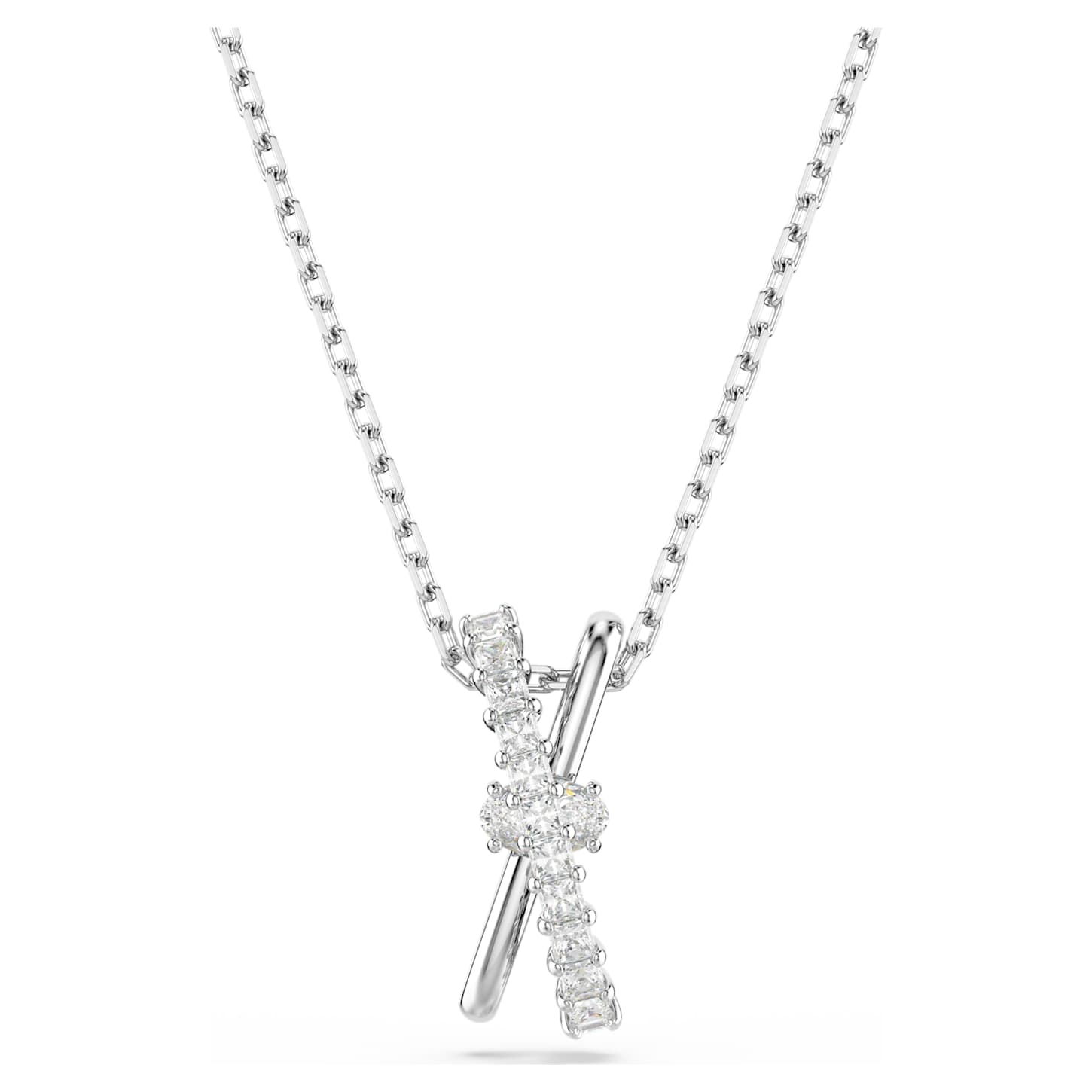 Hyperbola pendant Mixed cuts, Twist, White, Rhodium plated