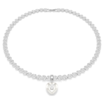 Idyllia charm Mixed cuts, Pearl-coloured coating, Heart, White, Rhodium plated - Image 6