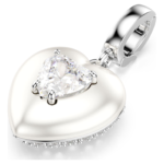 Idyllia charm Mixed cuts, Pearl-coloured coating, Heart, White, Rhodium plated - Image 3