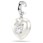 Idyllia charm Mixed cuts, Pearl-coloured coating, Heart, White, Rhodium plated - Image 4