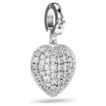 Idyllia charm Mixed cuts, Pearl-coloured coating, Heart, White, Rhodium plated - Image 5