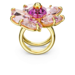 Idyllia cocktail ring Flower, Pink, 18K gold finish - Image 5