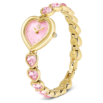 Idyllia Heart watch Crystal bracelet, Pink, Gold-tone finish - Image 3