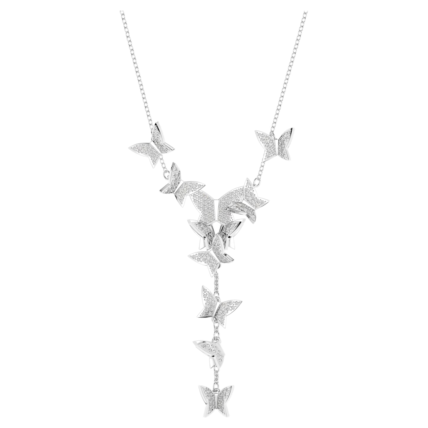 Idyllia Lilia Y necklace Butterfly, White, Rhodium plated