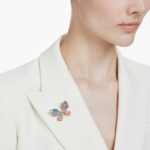 Idyllia pendant and brooch Mixed cuts, Pavé, Butterfly, Multicoloured, 18K gold finish - Image 6