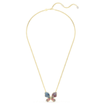 Idyllia pendant and brooch Mixed cuts, Pavé, Butterfly, Multicoloured, 18K gold finish - Image 3