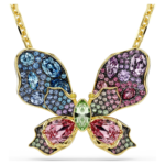 Idyllia pendant and brooch Mixed cuts, Pavé, Butterfly, Multicoloured, 18K gold finish - Image 8