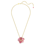 Idyllia pendant and brooch Pavé, Flower, Pink, 18K gold finish - Image 3