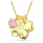 Idyllia pendant and brooch Pavé, Flower, Pink, 18K gold finish - Image 5