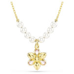 Idyllia pendant Crystal pearl, Mixed cuts, Flower, Multicoloured, 18K gold finish - Image 6