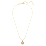 Idyllia pendant Crystal pearl, Mixed cuts, Flower, Multicoloured, 18K gold finish - Image 3