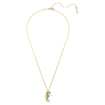 Idyllia pendant Crystal pearls, Seahorse, White, 18K gold finish - Image 3