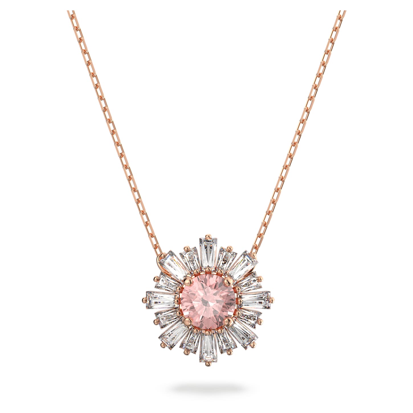 Idyllia pendant Mixed cuts, Sun, Pink, 18K rose gold finish
