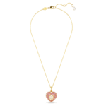 Idyllia pendant Octagon cut, Crystal pearl, Heart, Pink, 18K gold finish - Image 3