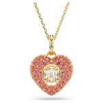 Idyllia pendant Octagon cut, Crystal pearl, Heart, Pink, 18K gold finish - Image 8